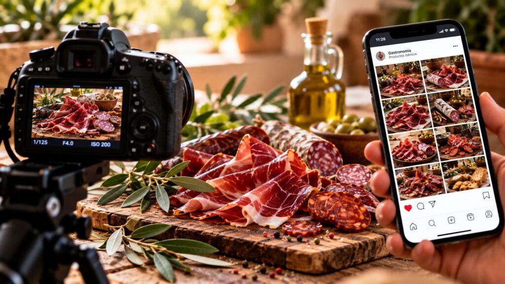 Contenidos con IA para empresas agroalimentarias: fotografía de embutidos ibéricos para redes sociales